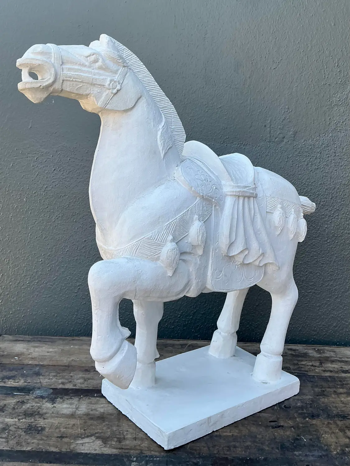 Vintage Cast Concrete Emperor Horse - Back view