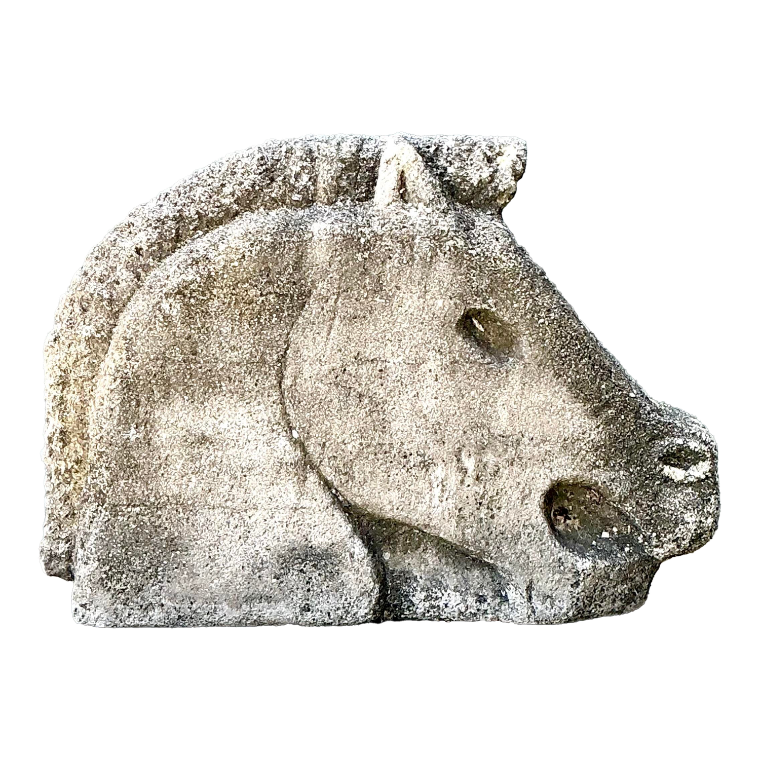 Vintage Cast Concrete Horse Head - Detail view