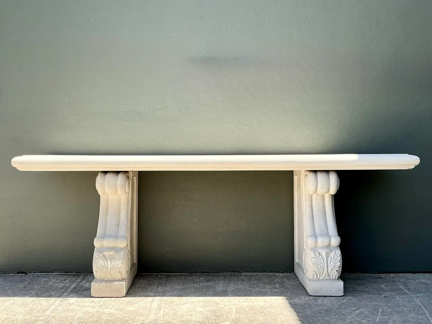 Vintage Cast Concrete Long Console - Side view