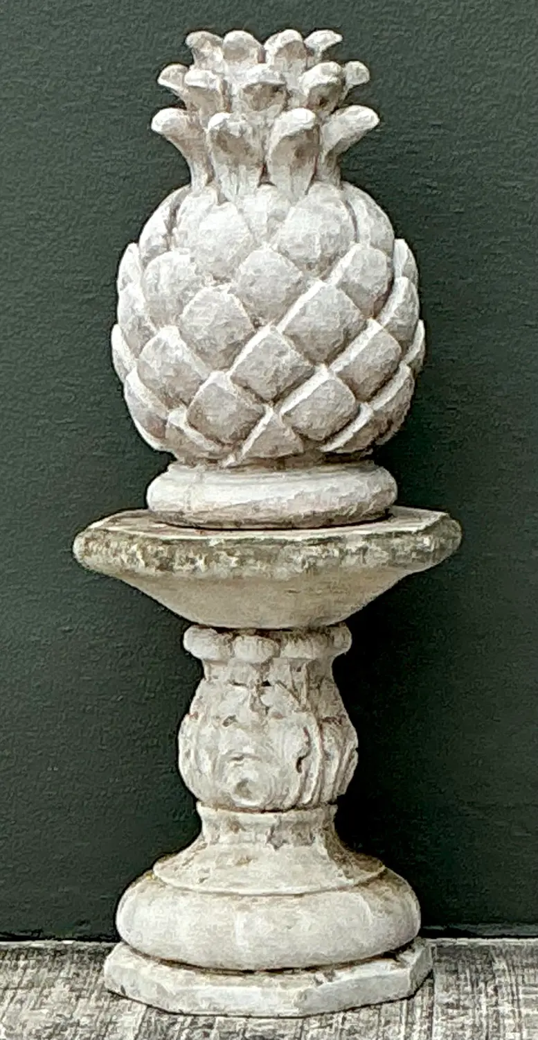 Vintage Cast Concrete Pineapple on Pedestal - Top view