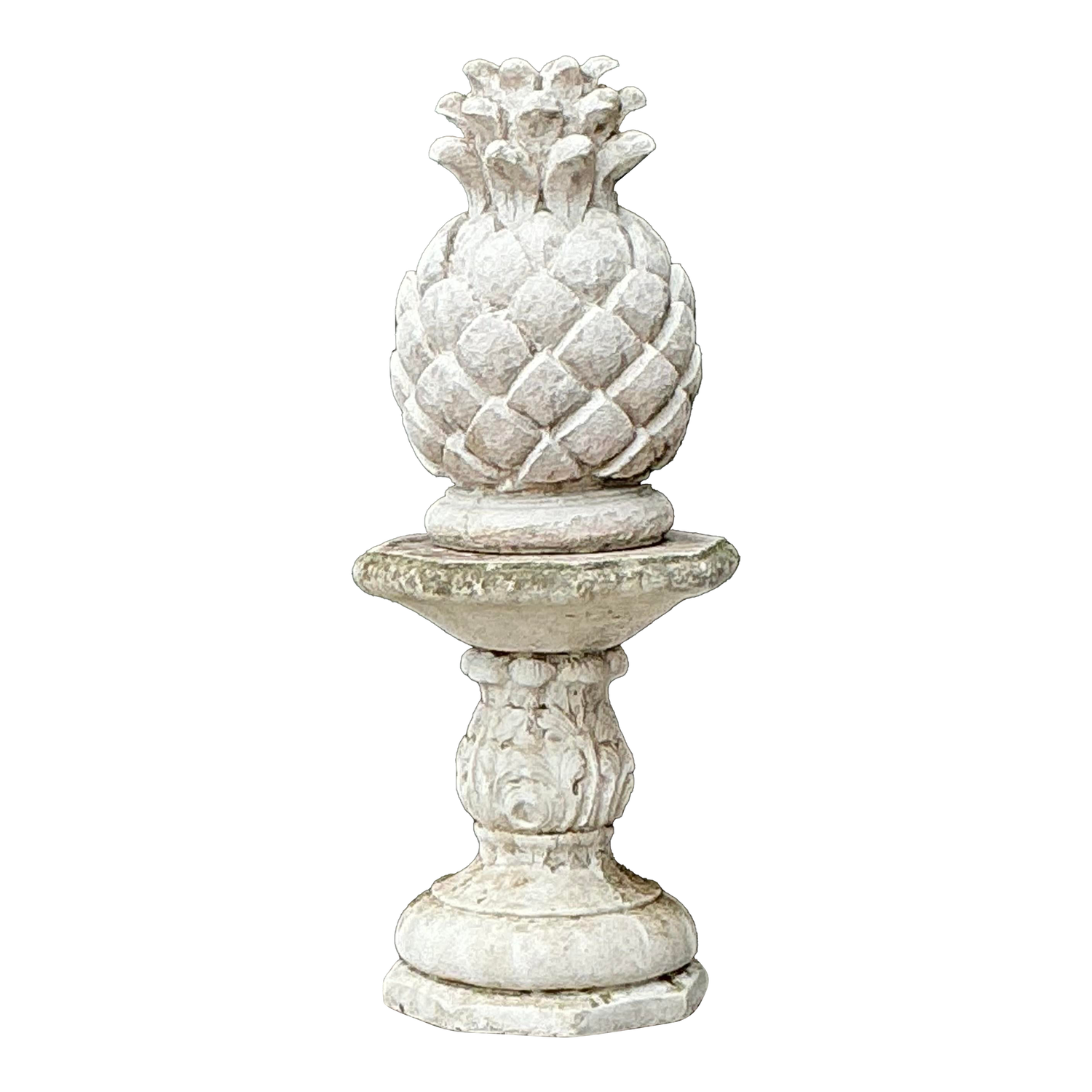 Vintage Cast Concrete Pineapple on Pedestal - Detail view