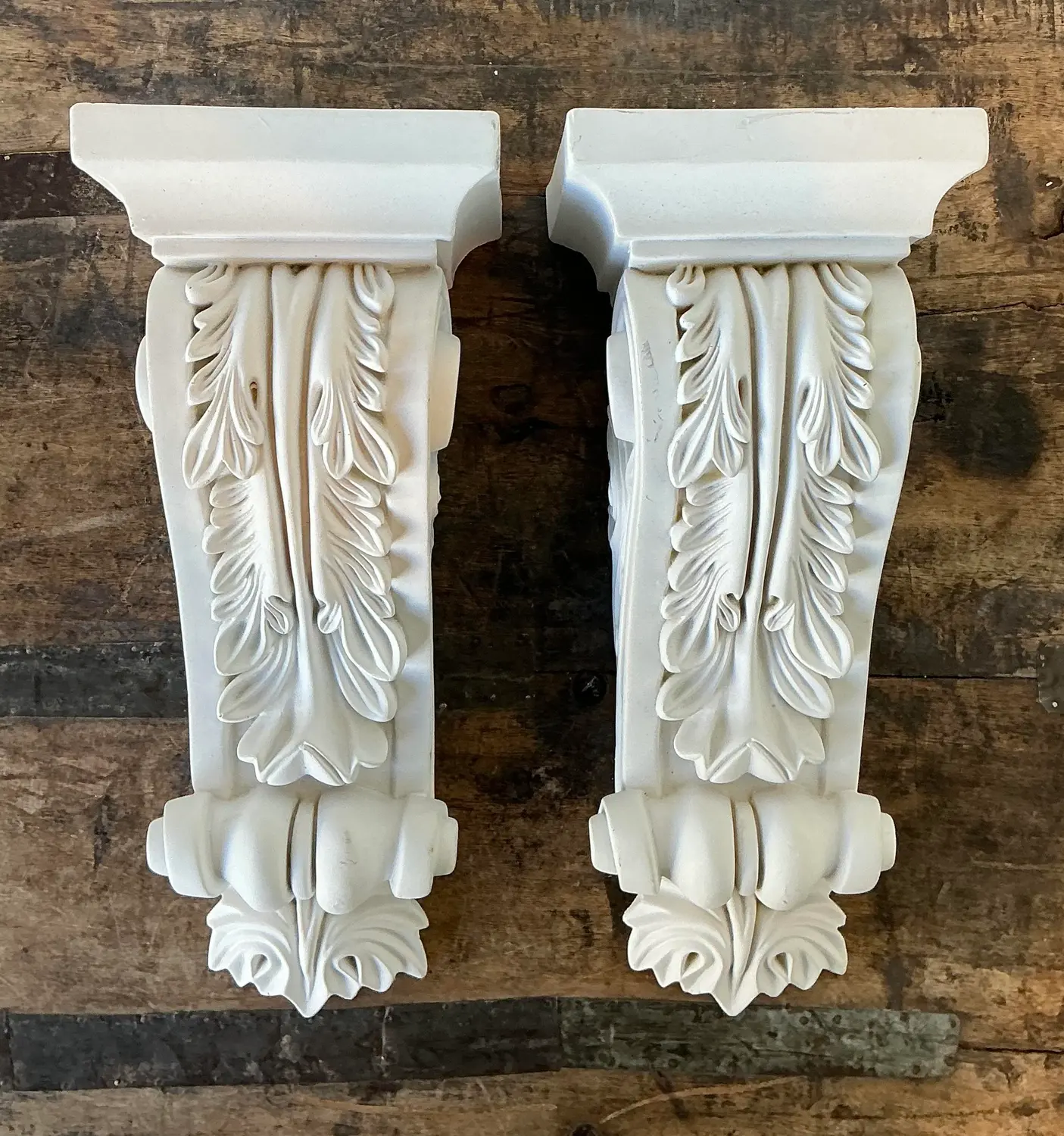 Vintage Cast Resin Baroque Brackets - A Pair - Detail view