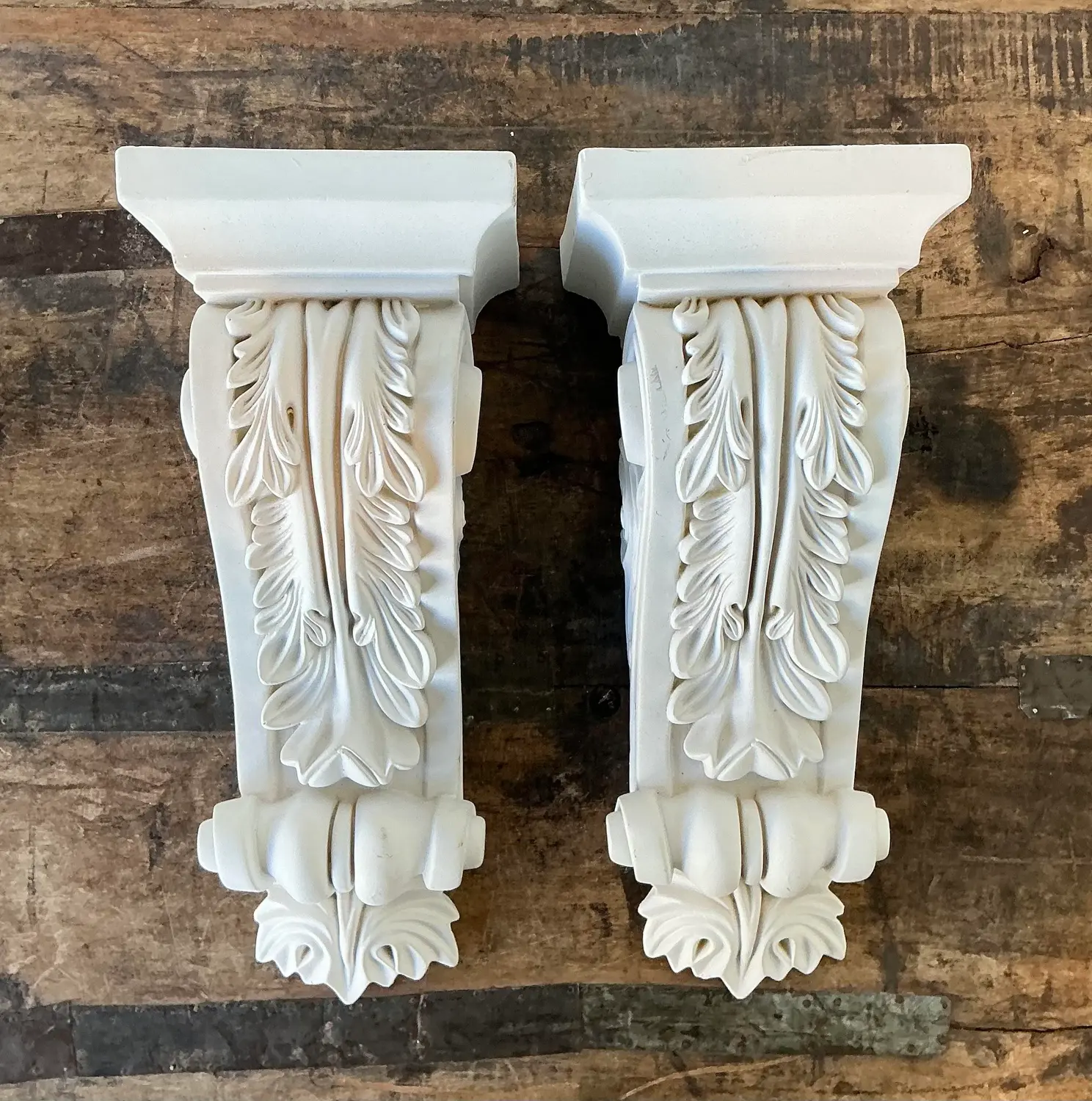Vintage Cast Resin Baroque Brackets - A Pair - Side view