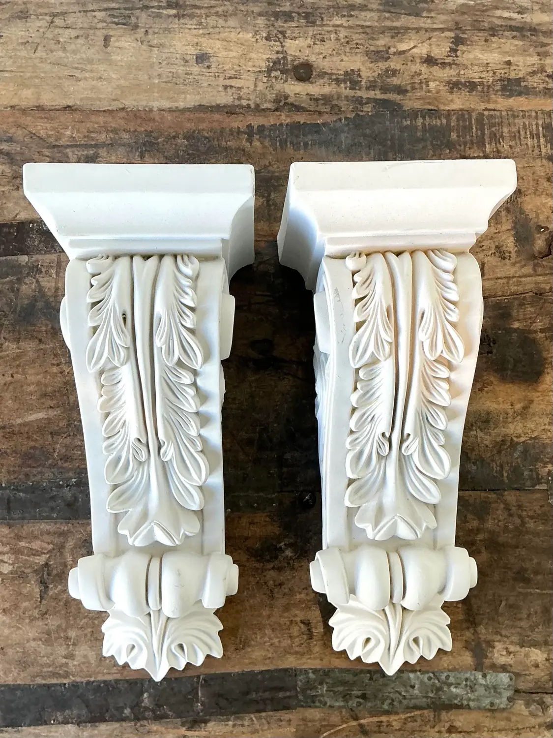 Vintage Cast Resin Baroque Brackets - A Pair - Back view
