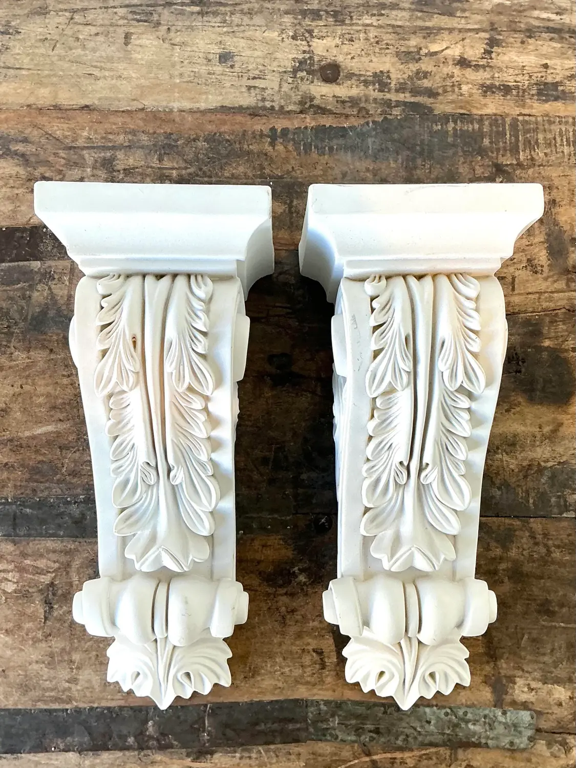 Vintage Cast Resin Baroque Brackets - A Pair - Top view