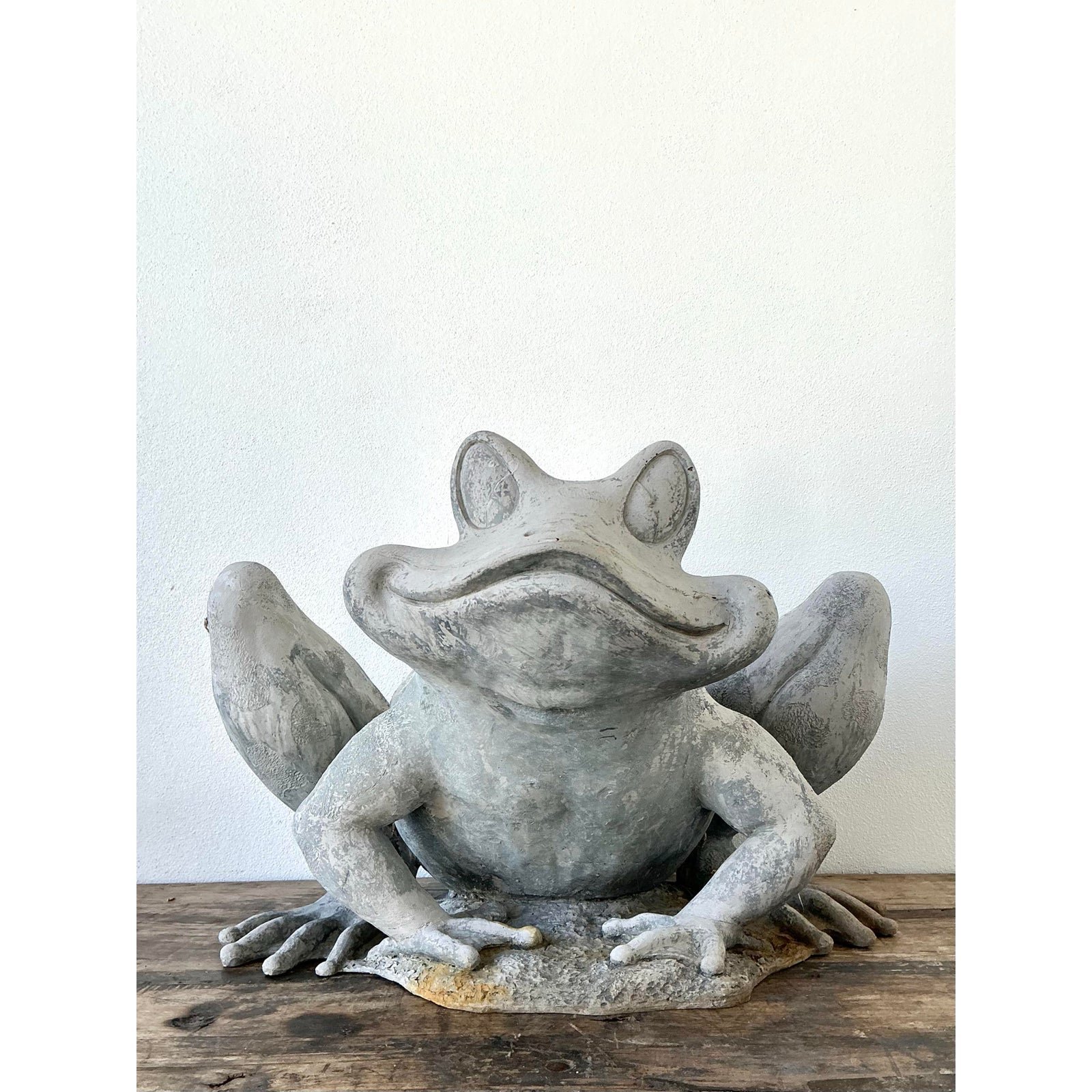 Vintage Cast Resin Frog Planter - Top view