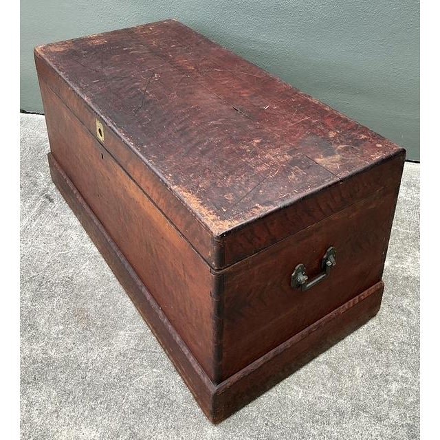 Vintage Cedar Lined Ships Trunk - Side view