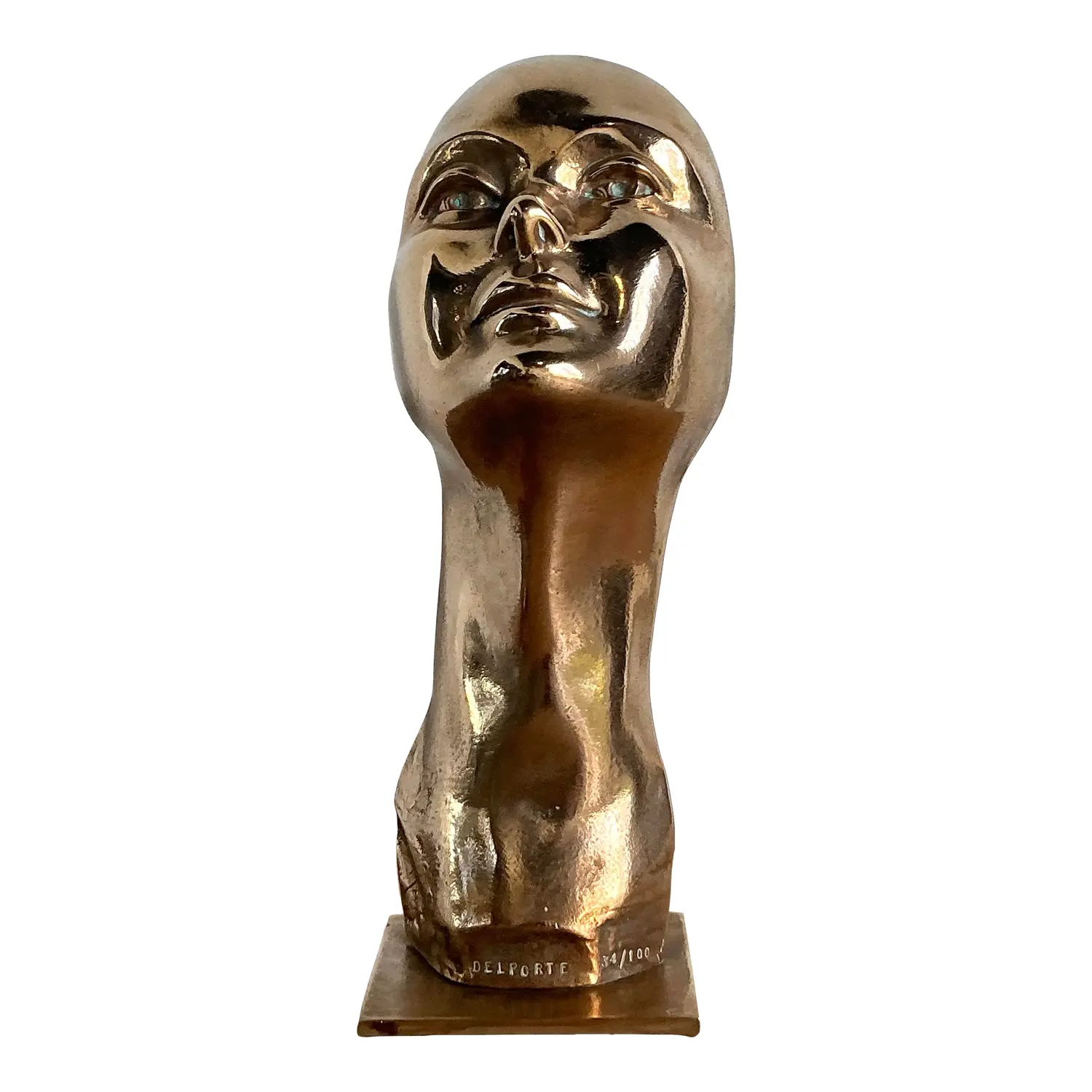 Vintage Charles Delporte Polished Bronze Bust Signed and Numbered