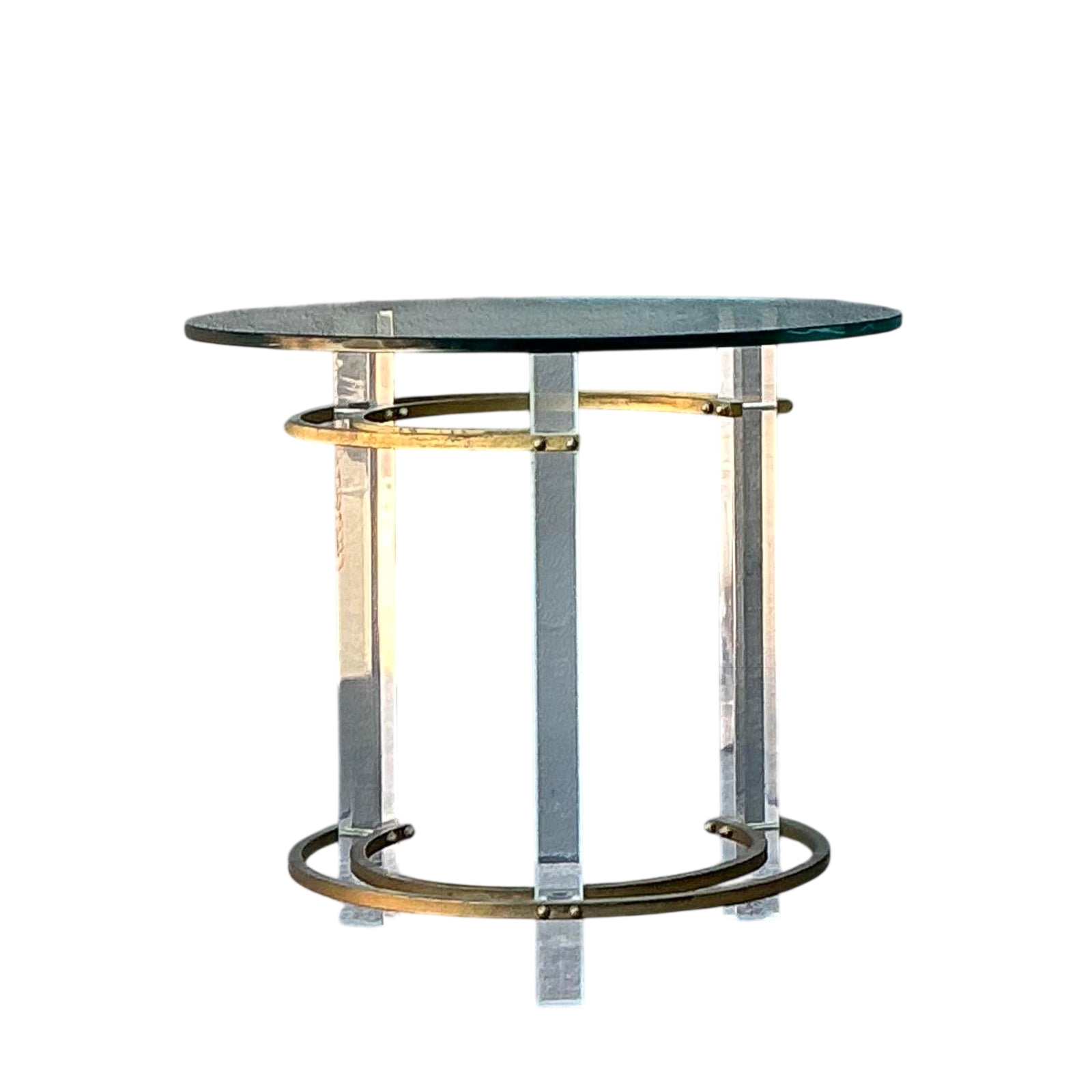 Vintage Charles Hollis Jones Lucite and Brass Ring Side Table