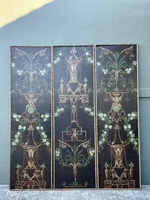 Vintage Chelsea House Floral Monkey Panel - Set of 3 - Detail view
