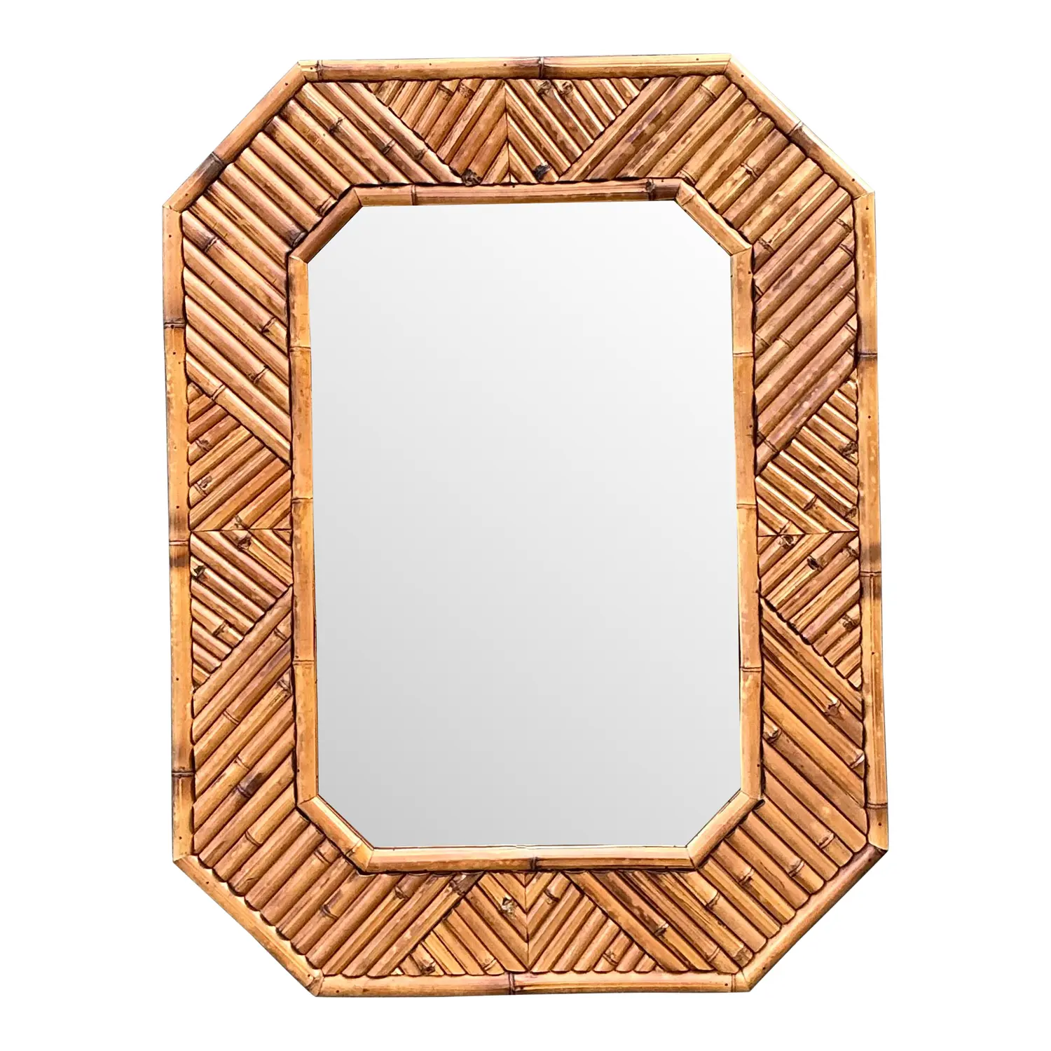 Vintage Chevron Rattan Mirror