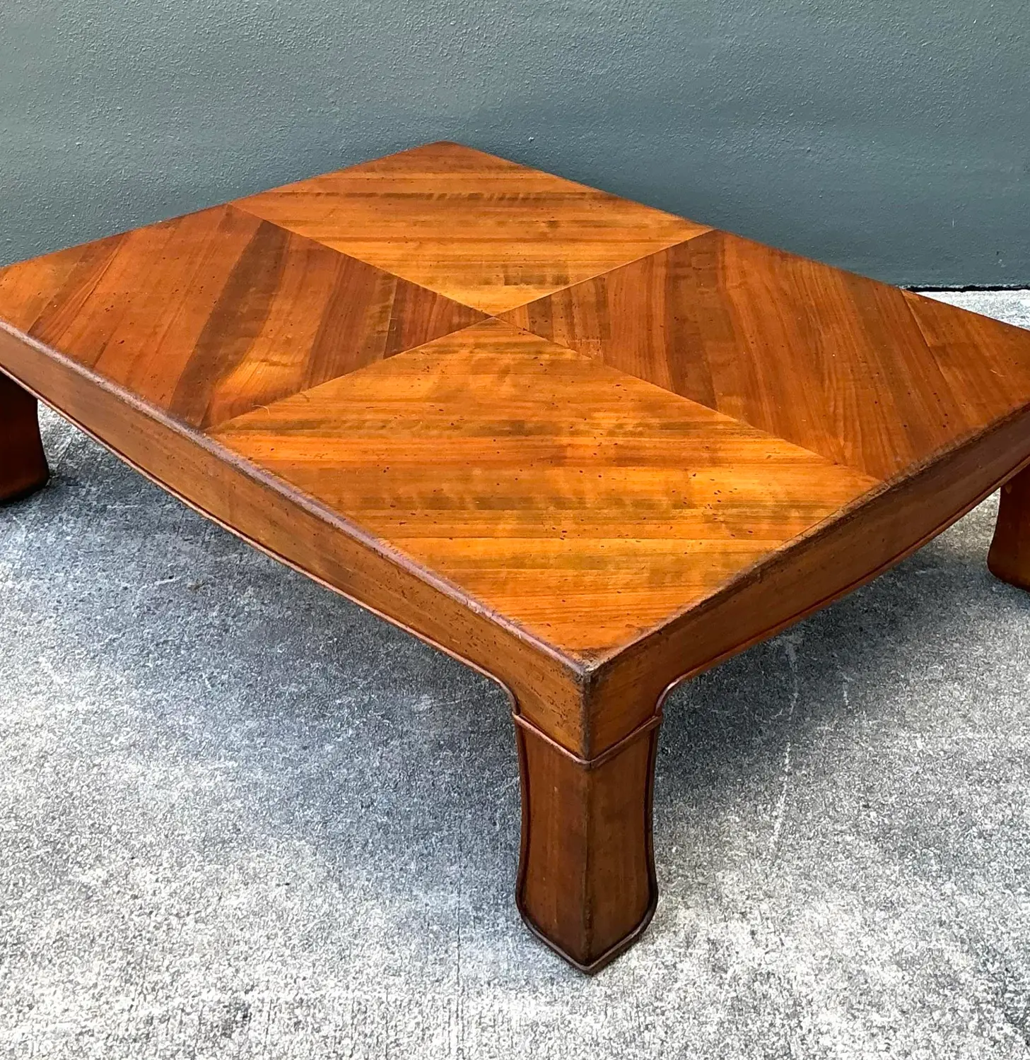 Vintage Chevron Wood Coffee Table - Back view