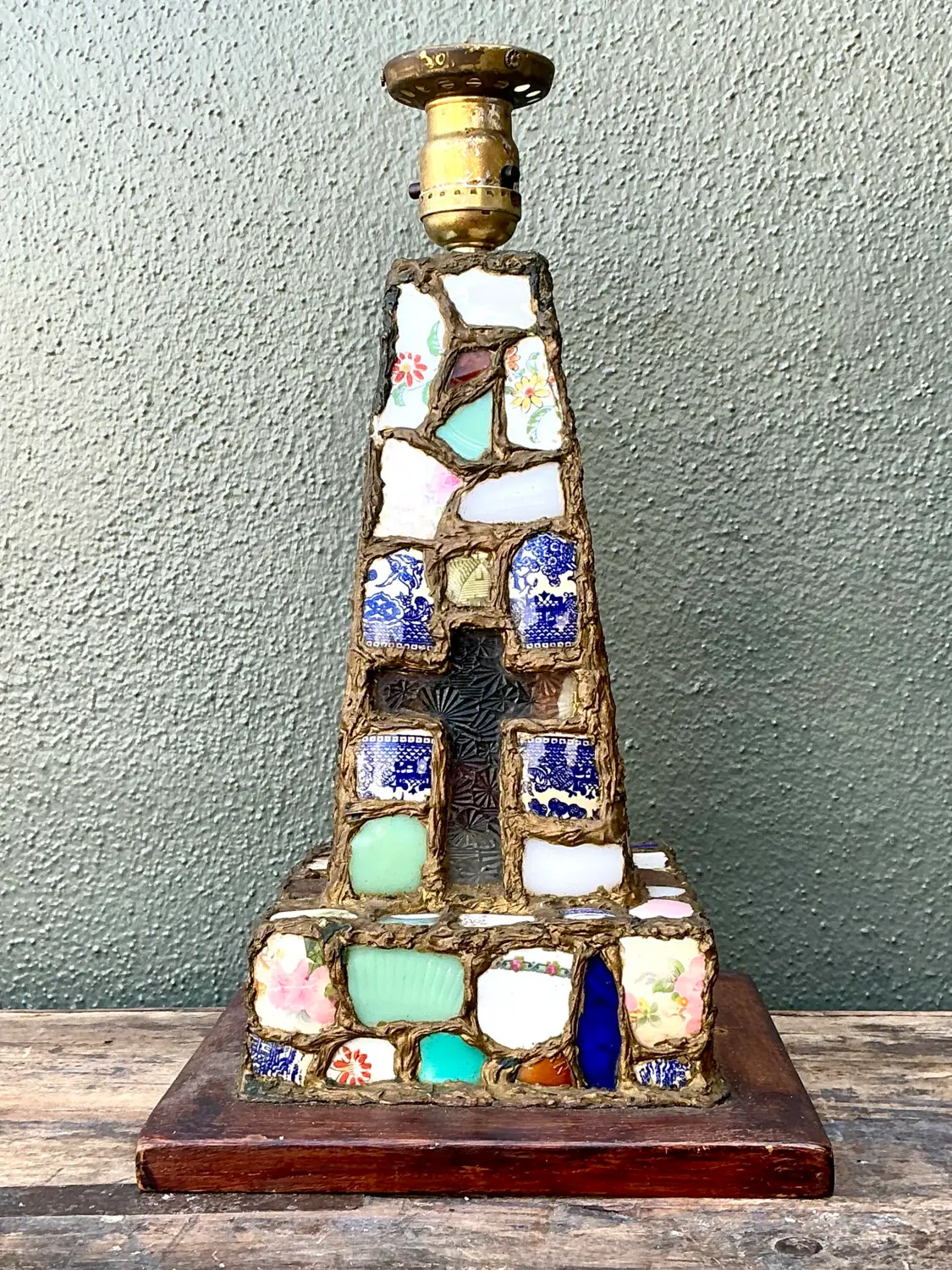 Vintage China Mosaic Lamp - Side view