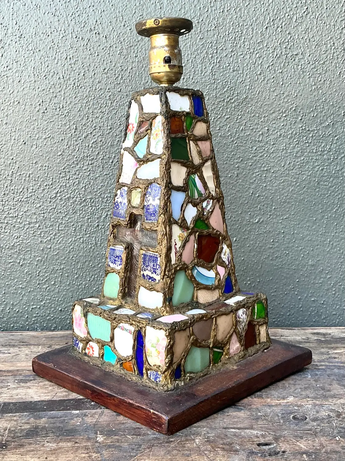 Vintage China Mosaic Lamp - Back view