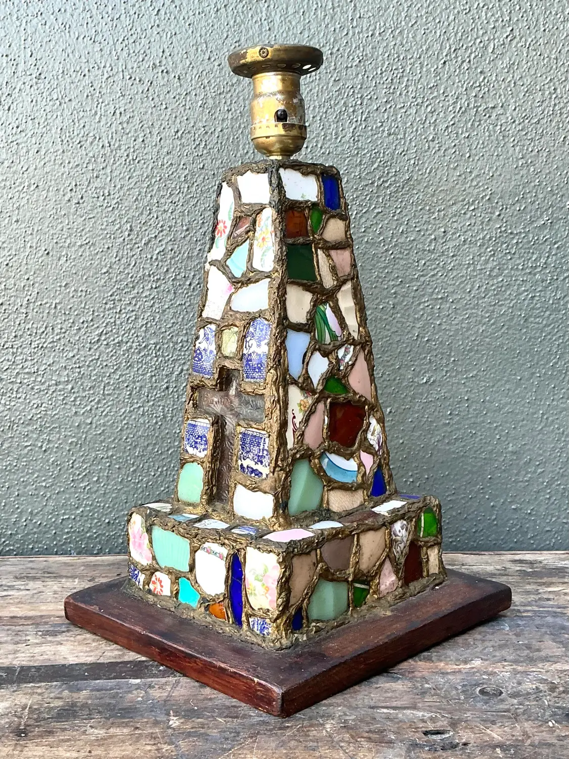 Vintage China Mosaic Lamp - Top view