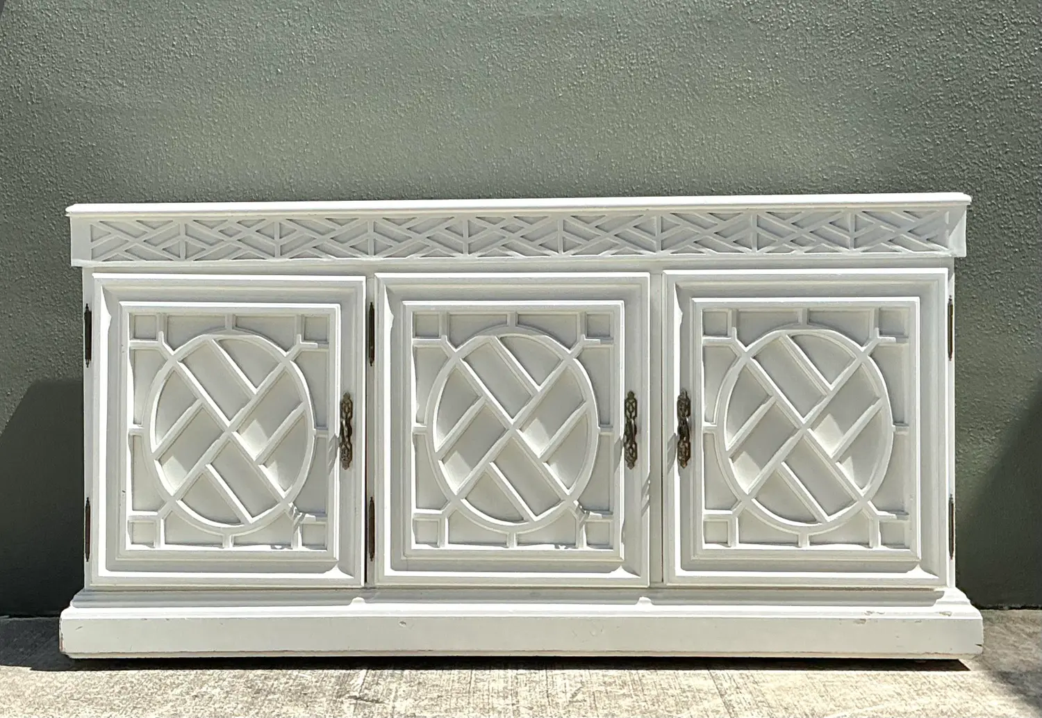 Vintage Chinese Chippendale Fretwork Credenza - Back view