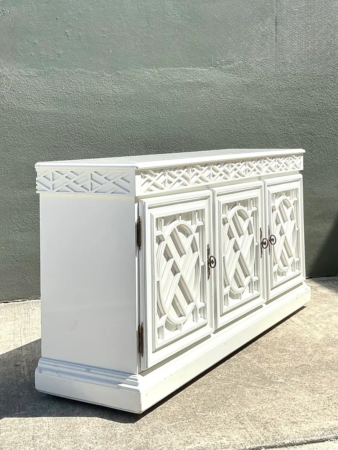 Vintage Chinese Chippendale Fretwork Credenza - Top view