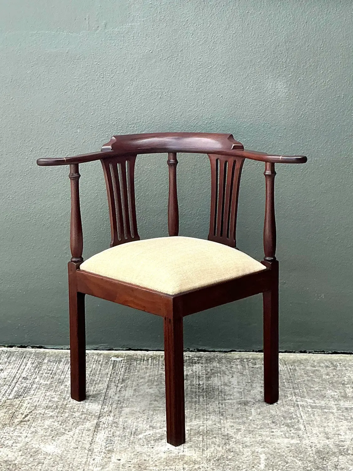 Vintage Chippendale Mahogany Corner Chair - Side view