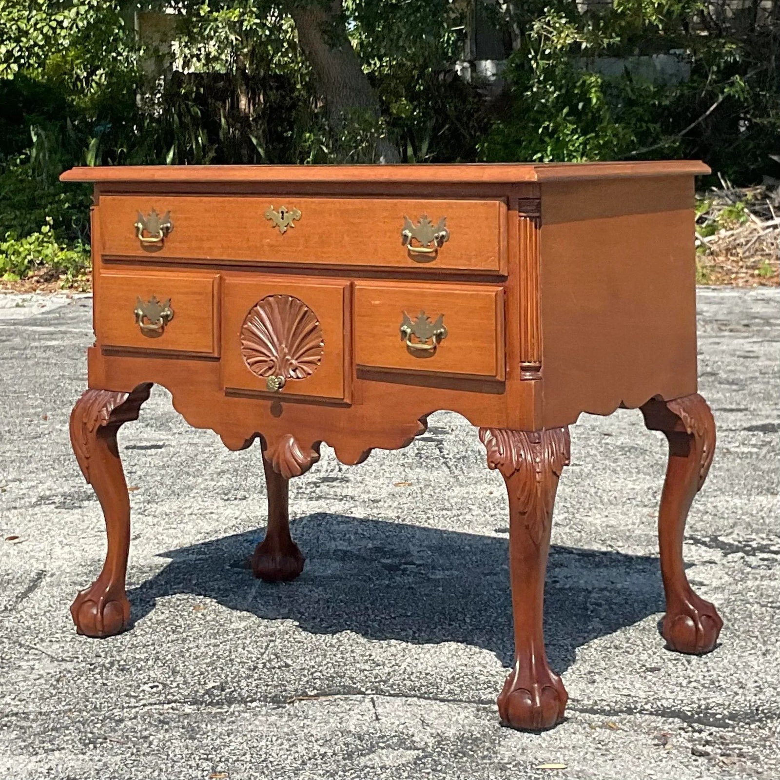 Vintage Chippendale Sunrise Lowboy - Side view