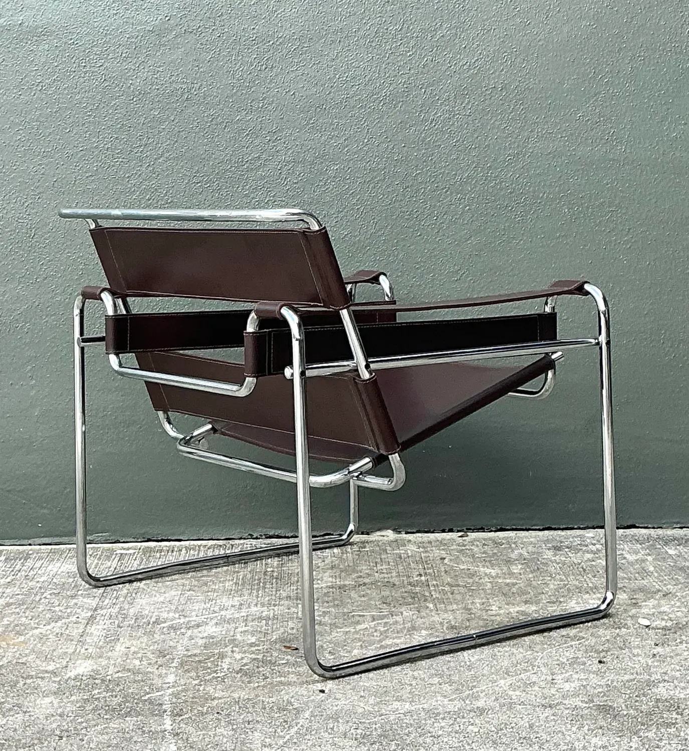 Vintage Chrome and Leather Lounge Chair After Wassily - Top view