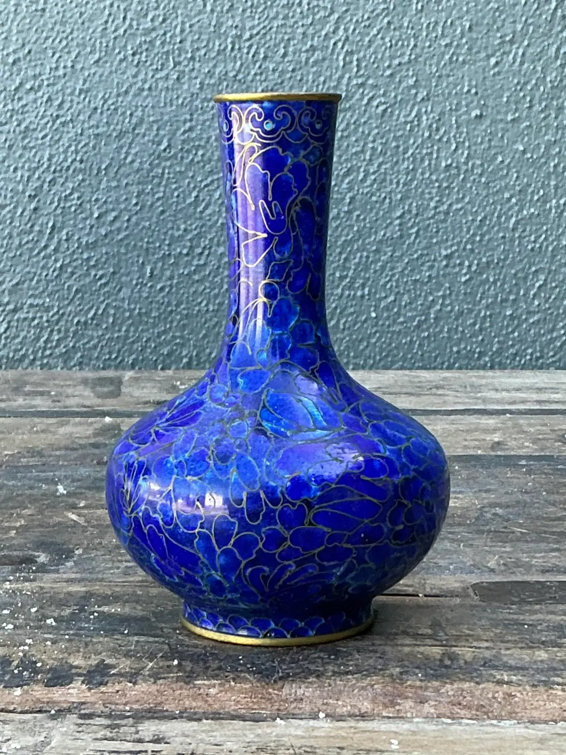Vintage Cloisinee Blue Bud Vase - Top view