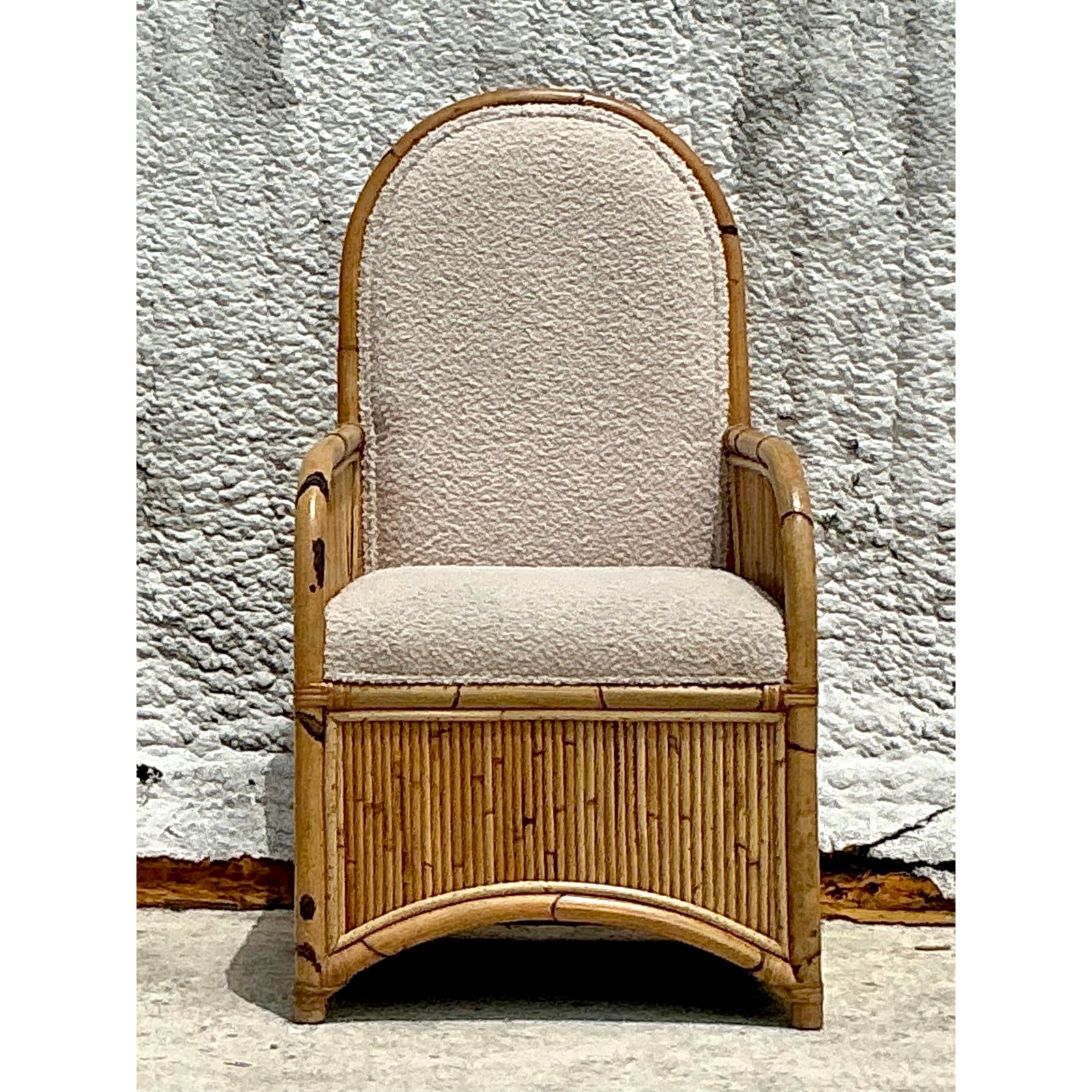 Vintage Coastal 1978 Henry Olko Arched Rattan Chair - Top view