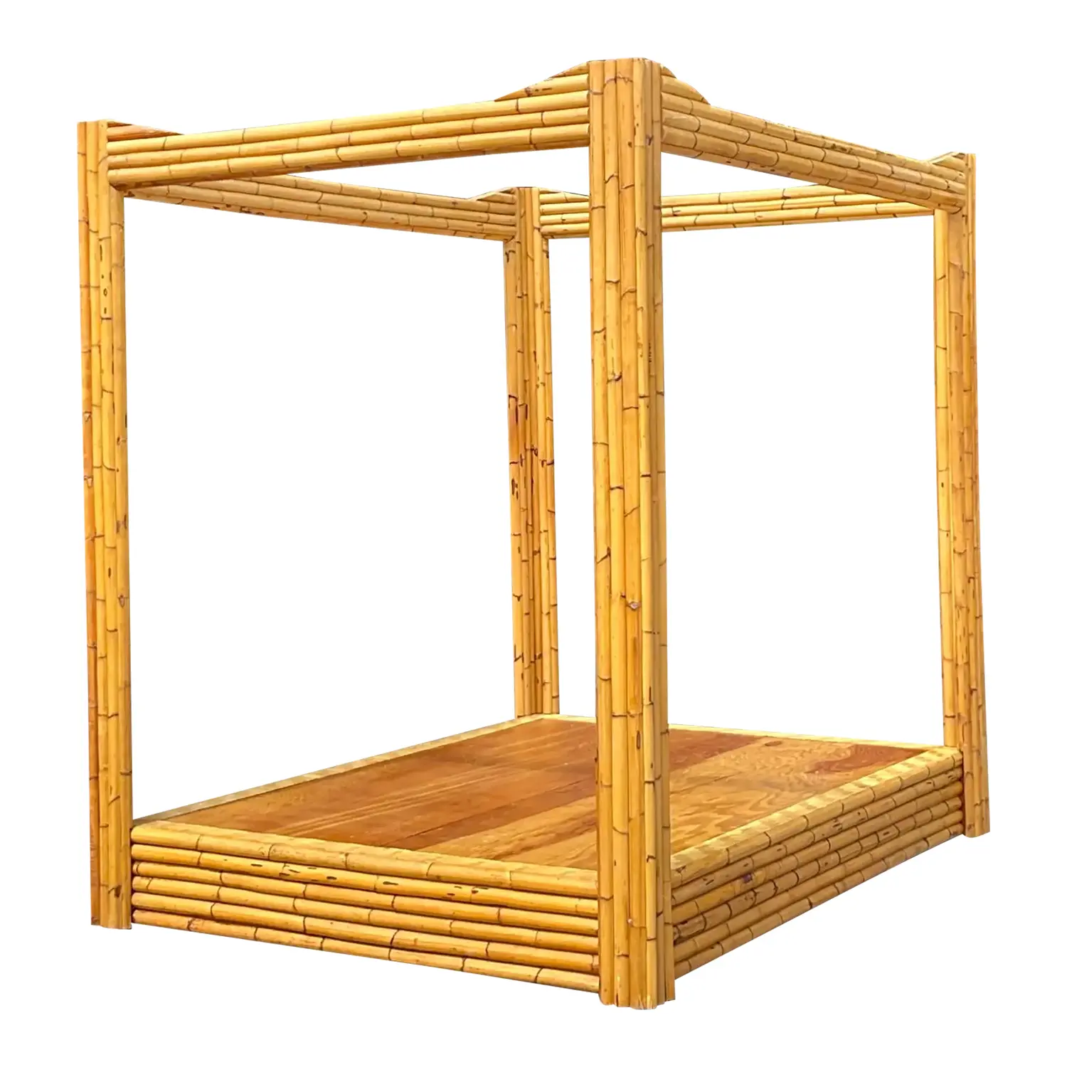 Vintage Coastal Bamboo Full Canopy Bed