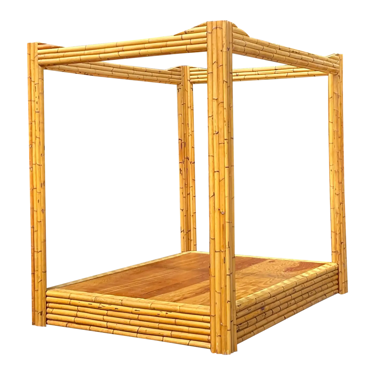 Vintage Coastal Bamboo Full Canopy Bed - Detail view