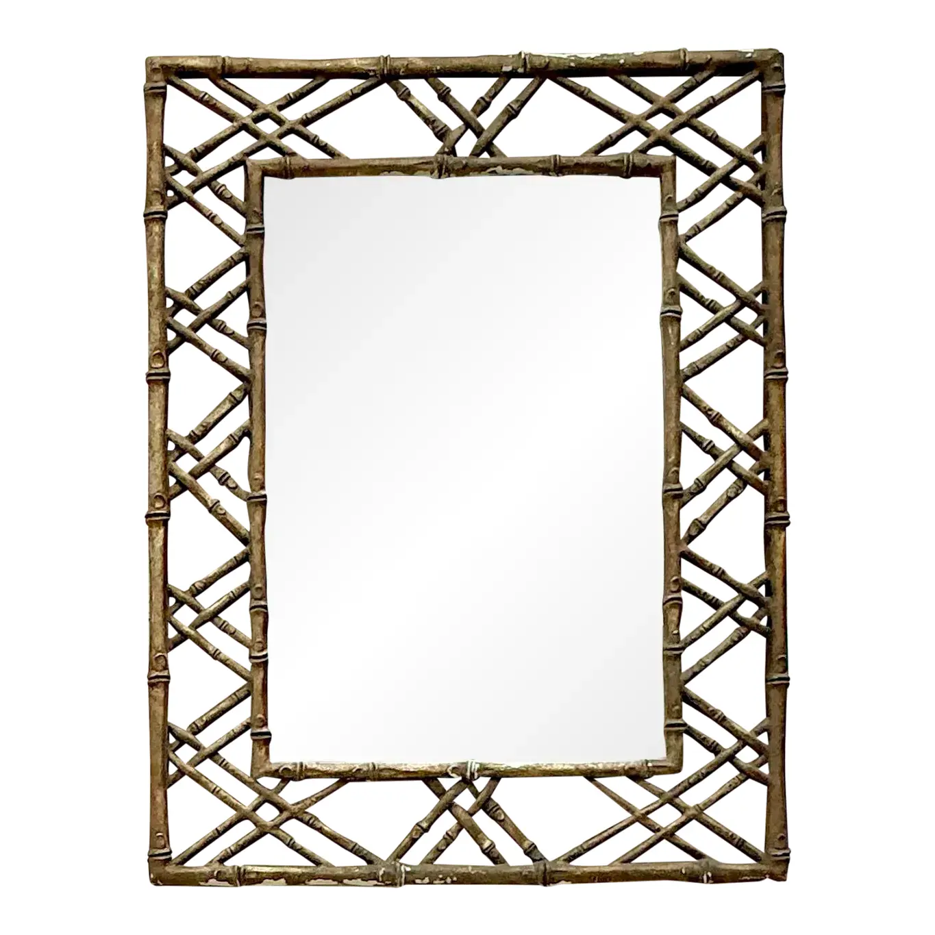Vintage Coastal Bamboo Trellis Mirror