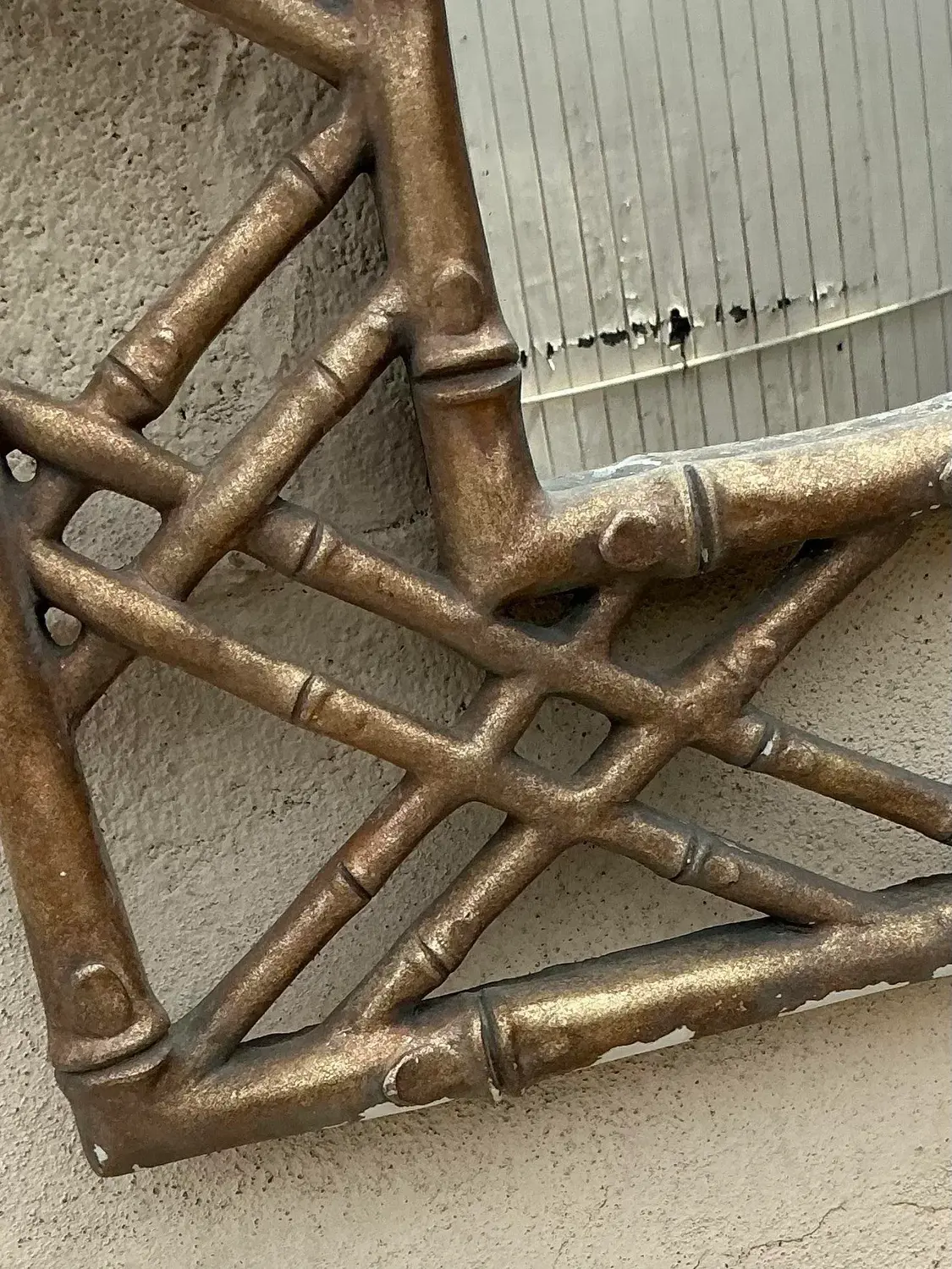 Vintage Coastal Bamboo Trellis Mirror - Top view