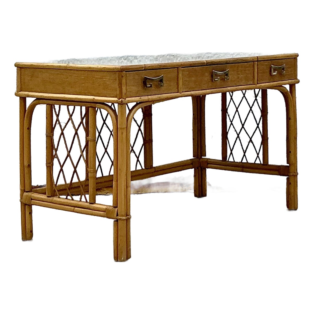 Vintage Coastal Bent Rattan Desk - Detail view