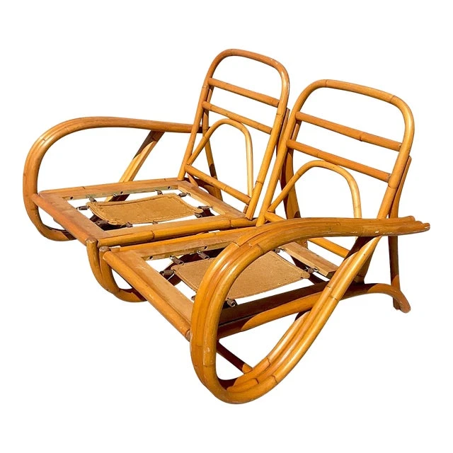 Vintage Coastal Bent Rattan Loop Loveseat - Detail view