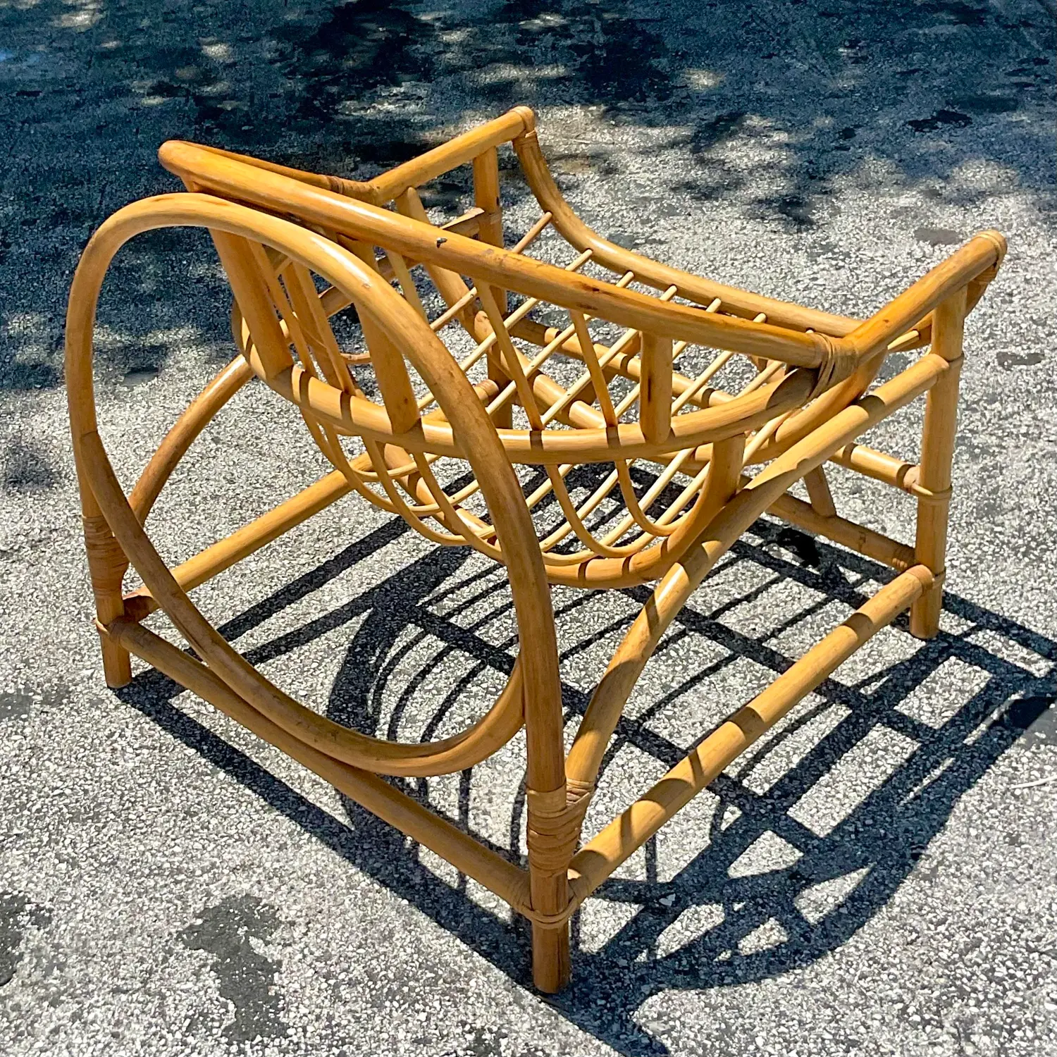 Vintage Coastal Bent Rattan Lounge Chair - Side view