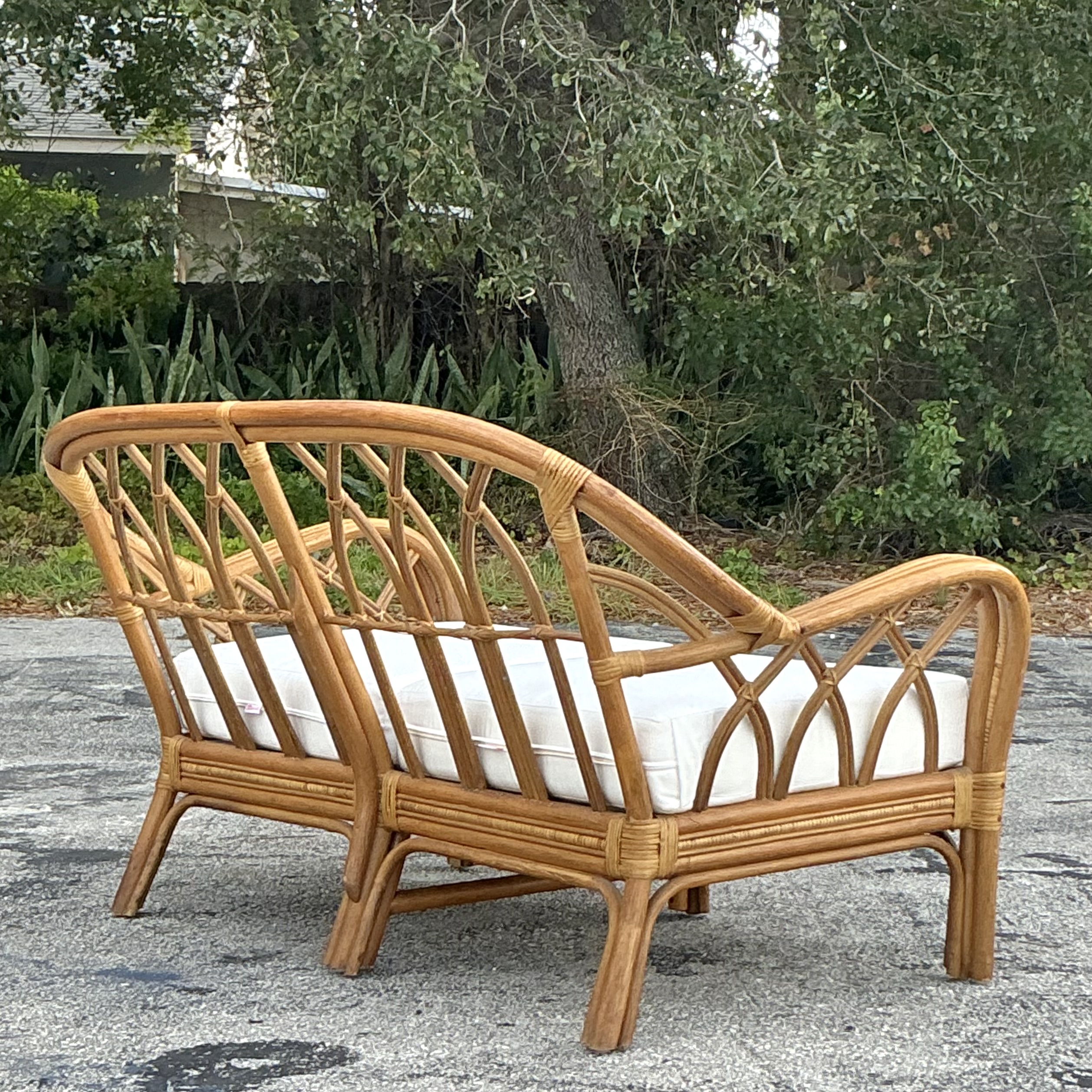 Vintage Coastal Bent Rattan Loveseat - Top view