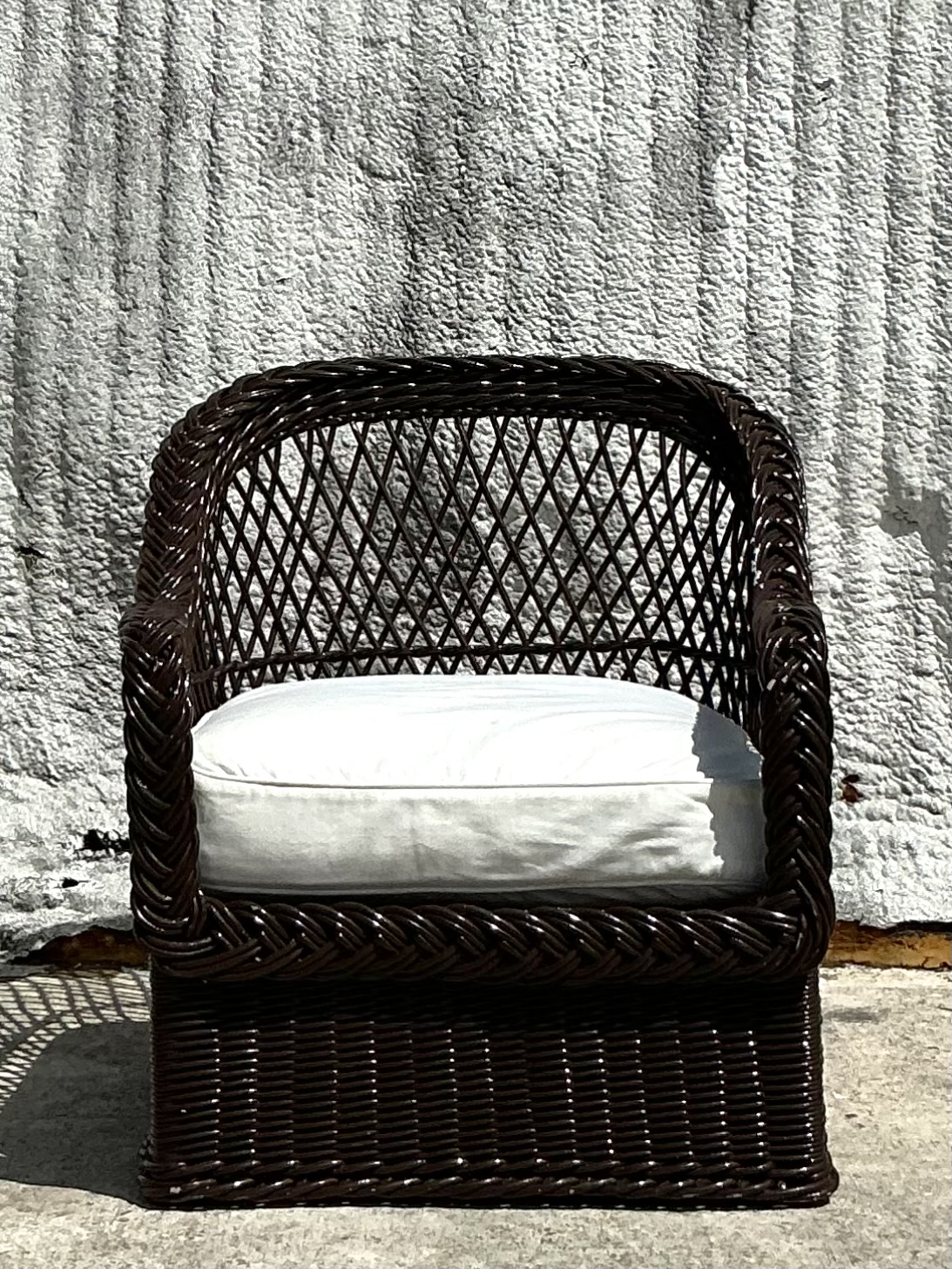 Vintage Coastal Bielecky Brothers Braided Rattan Lounge Chair - Top view