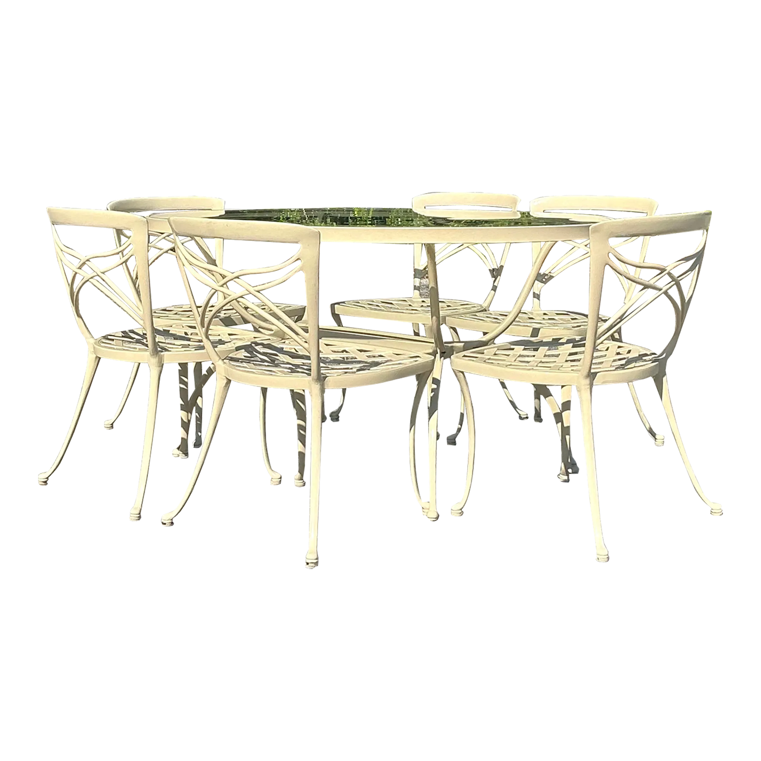 Vintage Coastal Brown Jordan Classic 2 Cast Aluminum Patio Dining Set - Detail view