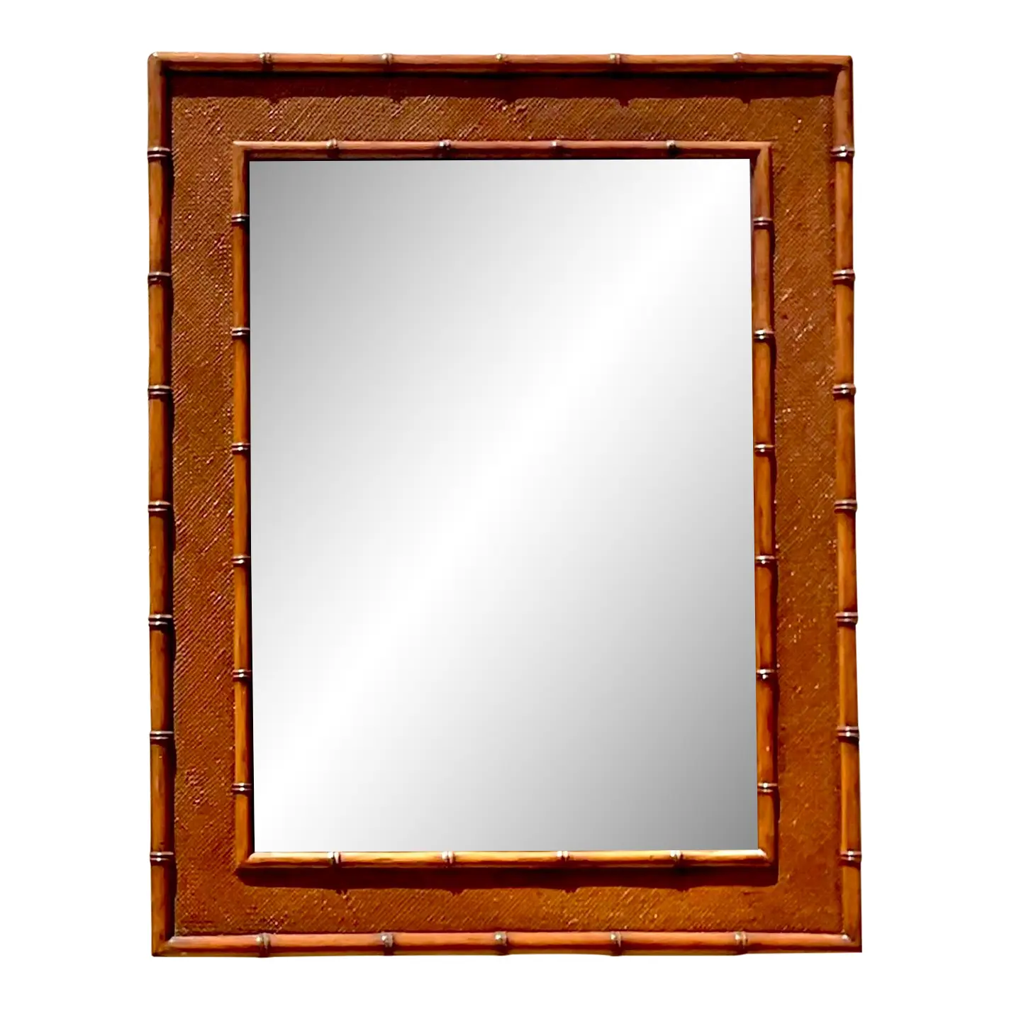 Vintage Coastal Carved Bamboo Wall Mirror