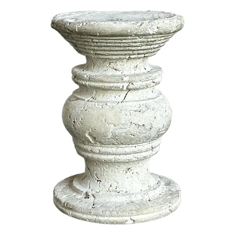 Vintage Coastal Carved Coquina Stone Table Pedestal - Top view