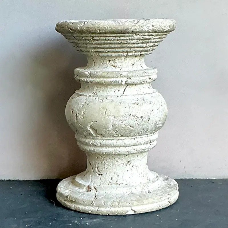 Vintage Coastal Carved Coquina Stone Table Pedestal - Side view