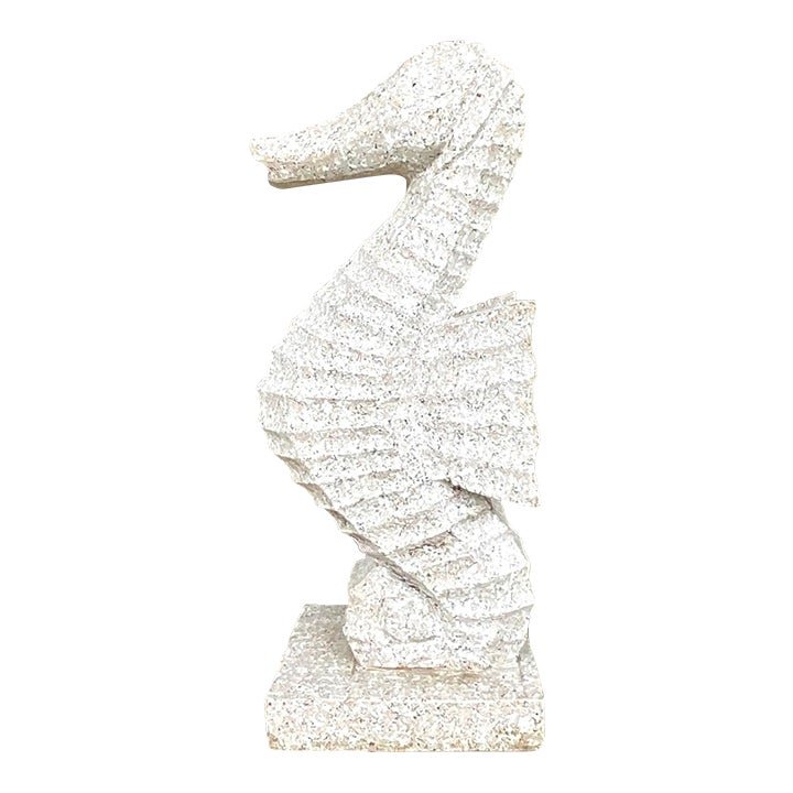 Vintage Coastal Carved Stone Seahorse Statue