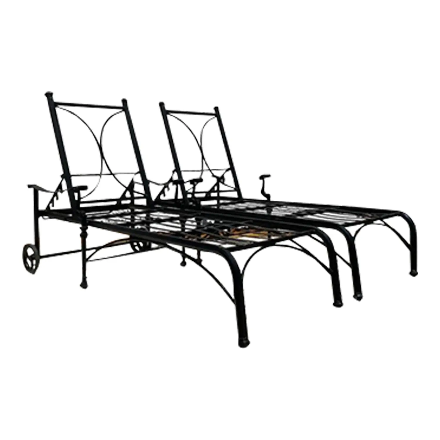 Vintage Coastal Cast Aluminum Koi Chaise Lounge - a Pair
