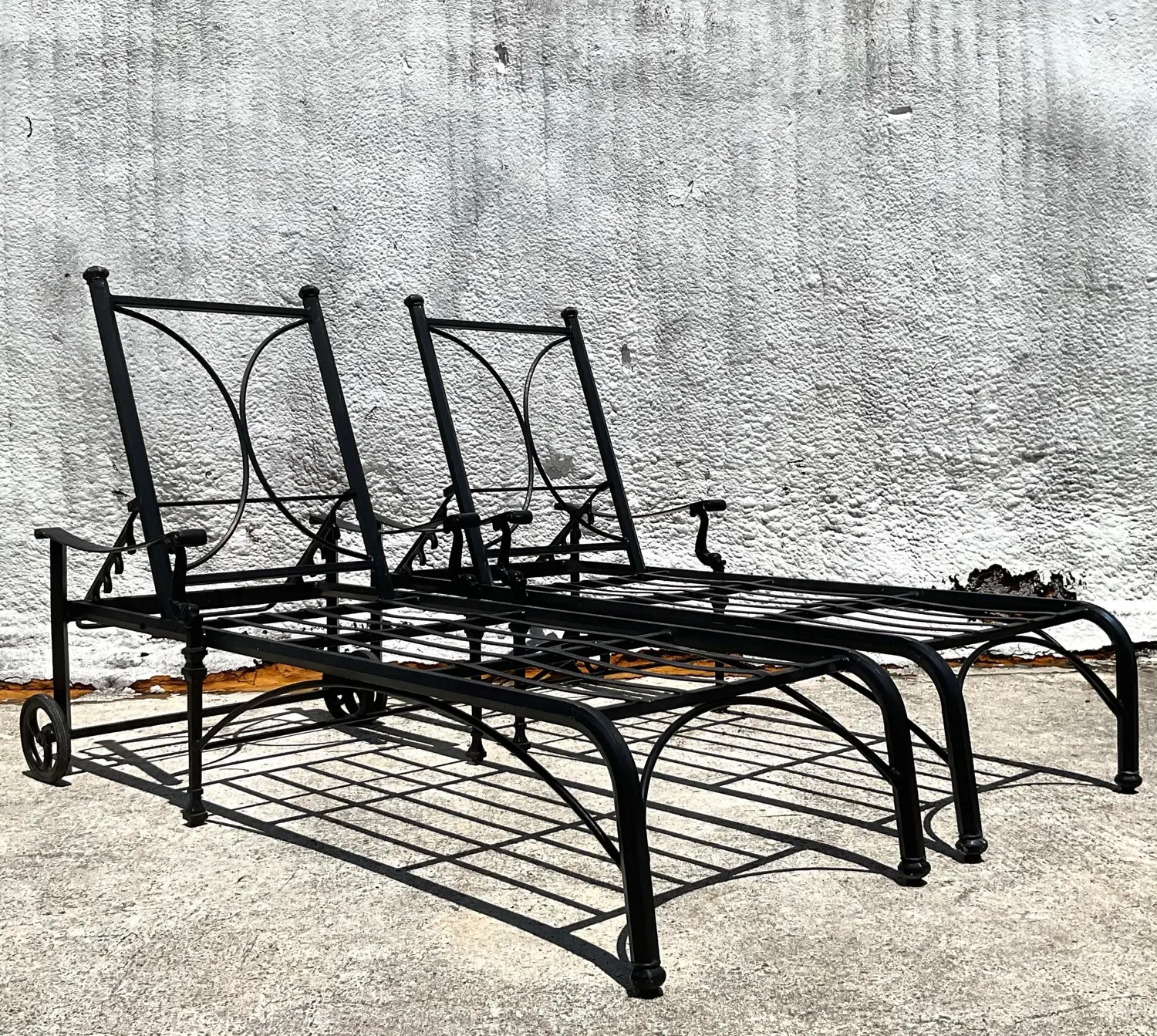 Vintage Coastal Cast Aluminum Koi Chaise Lounge - a Pair - Top view