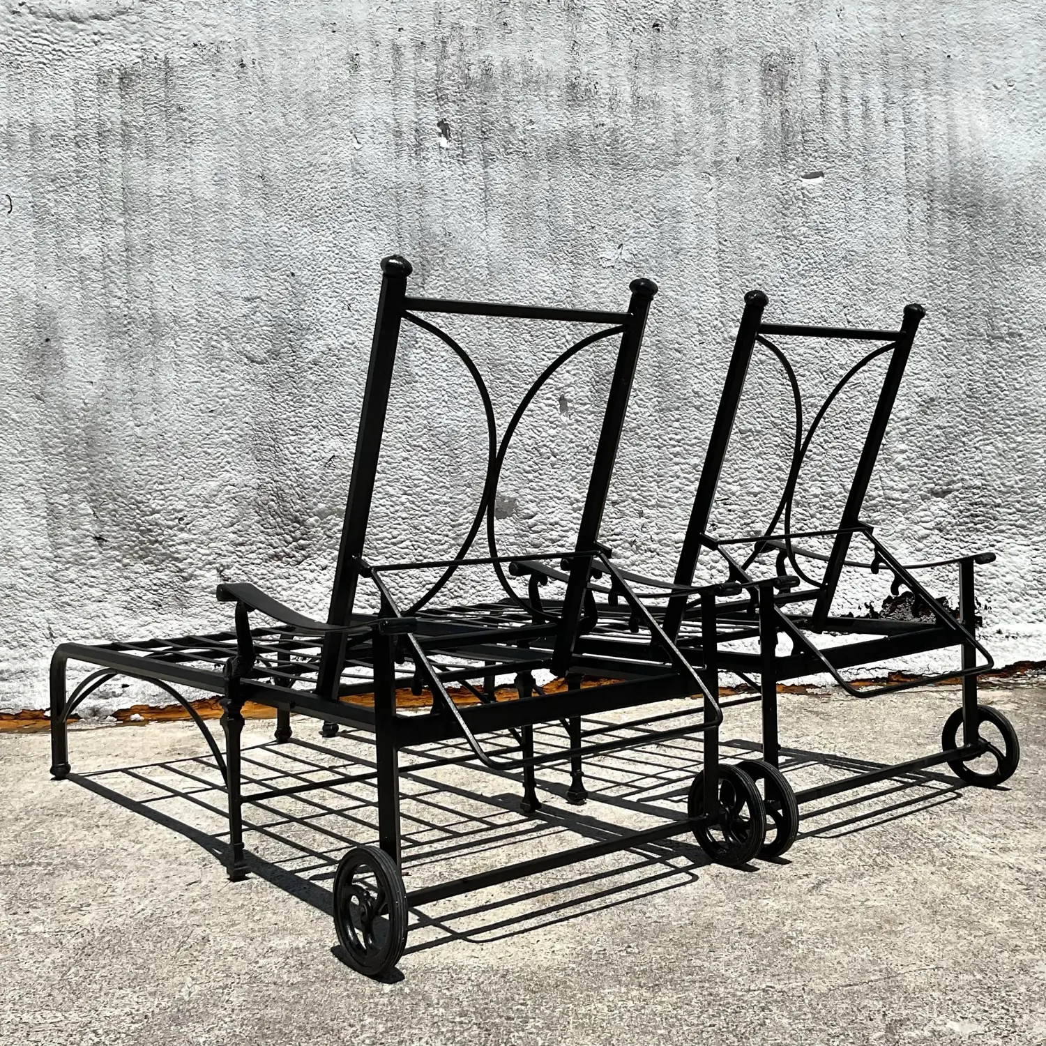 Vintage Coastal Cast Aluminum Koi Chaise Lounge - a Pair - Detail view