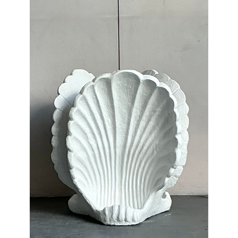 Vintage Coastal Cast Concrete Clam Shell Dining Table Pedestal - Detail view