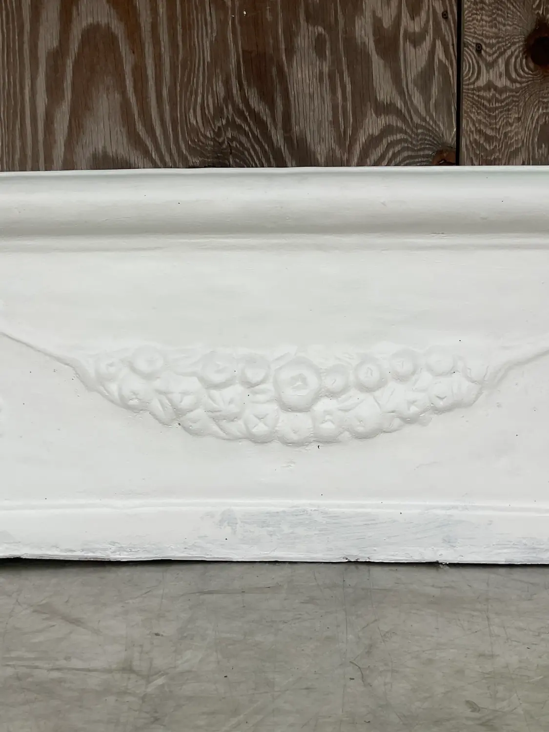 Vintage Coastal Cast Concrete Long Planter - Back view