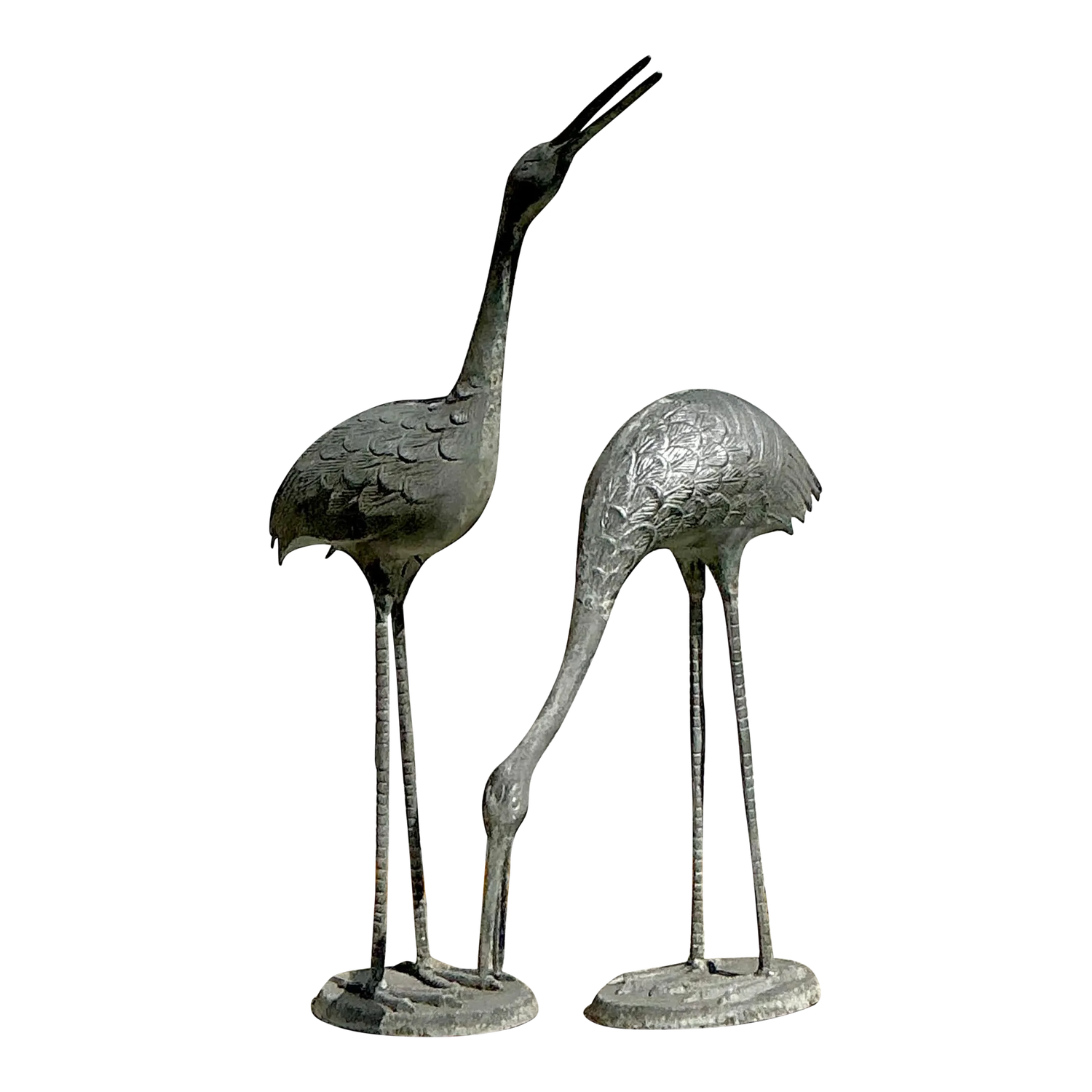 Vintage Coastal Cast Metal Cranes - Set of 2 - Detail view