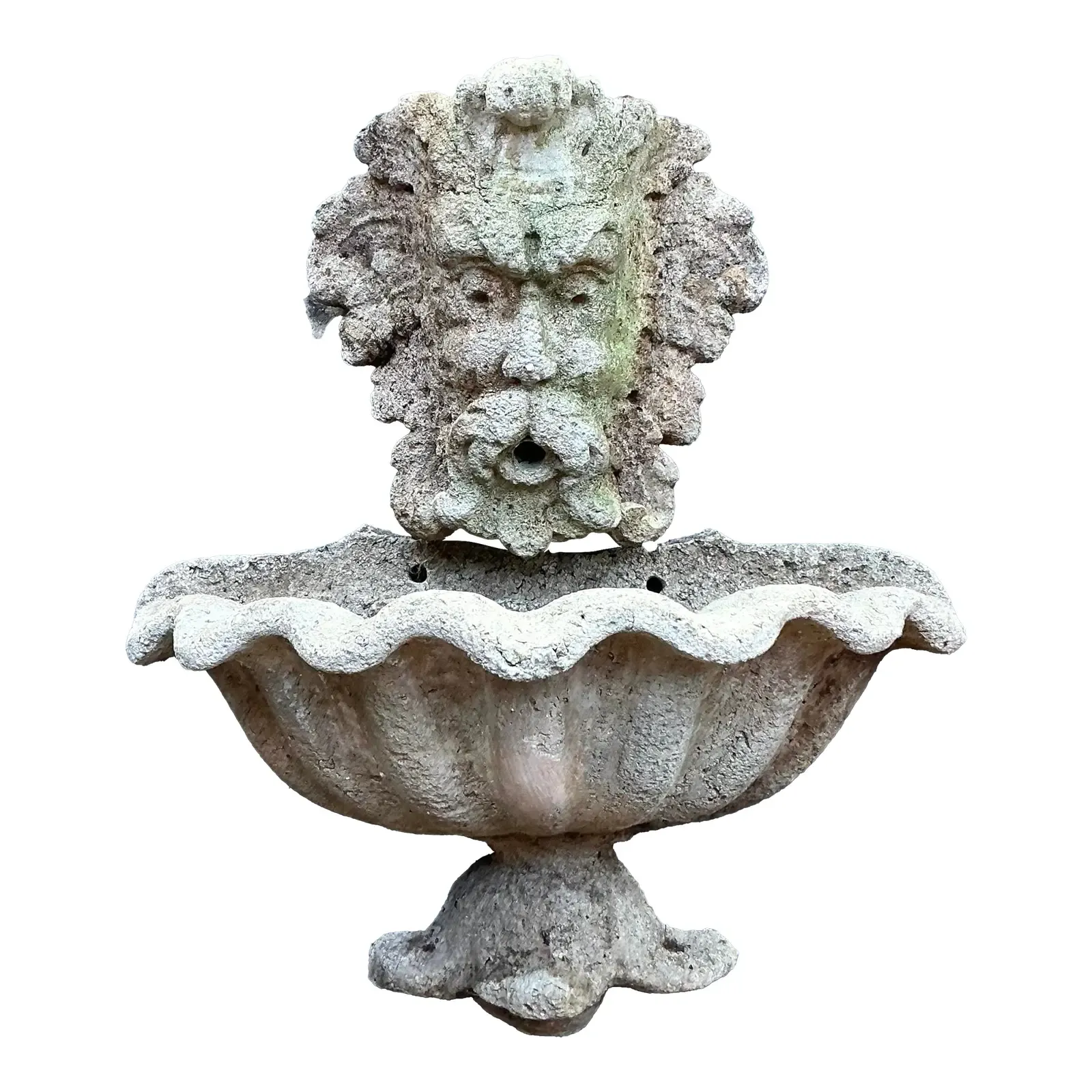 Vintage Coastal Cast Stone Clamshell Fountain - Detail view
