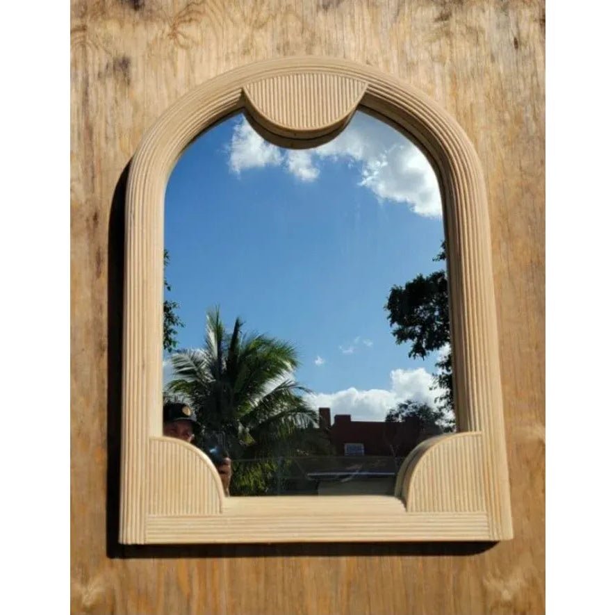Vintage Coastal Cerused Pencil Reed Mirror - Detail view