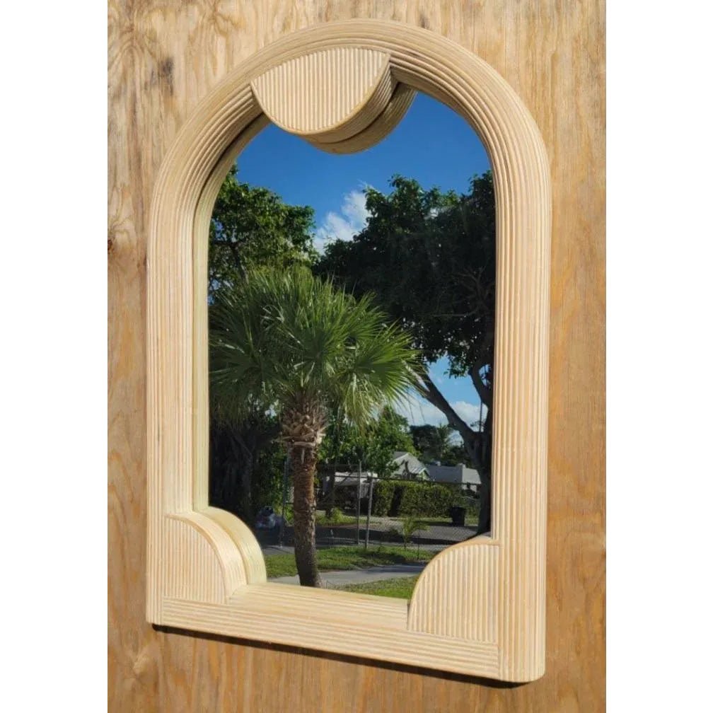 Vintage Coastal Cerused Pencil Reed Mirror - Side view