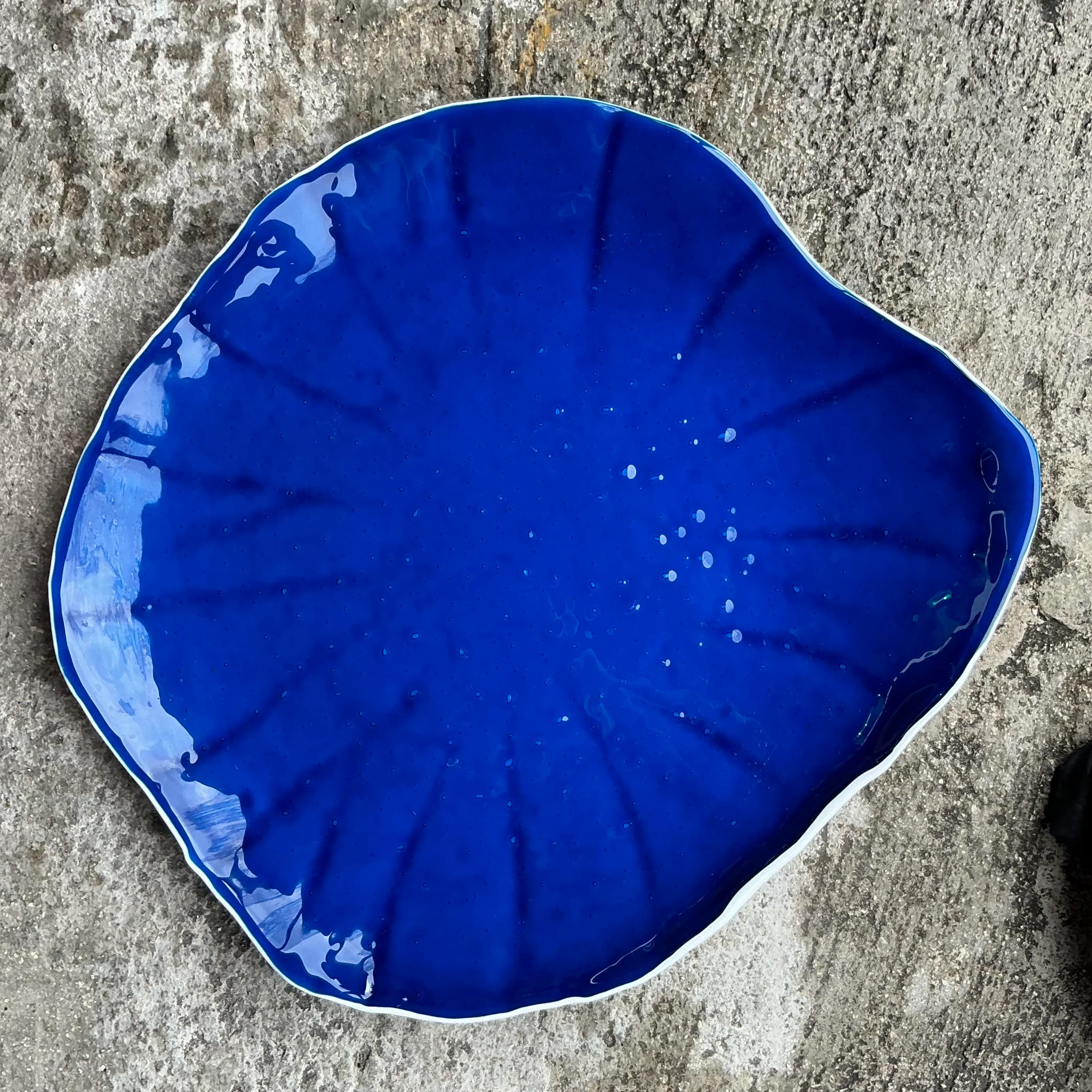 Vintage Coastal Cobalt Glass Tray - Detail view